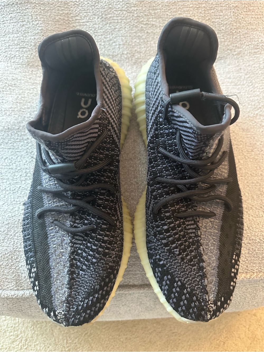 Men's Yeezy Boost Black Knit Sneakers Size 12.5